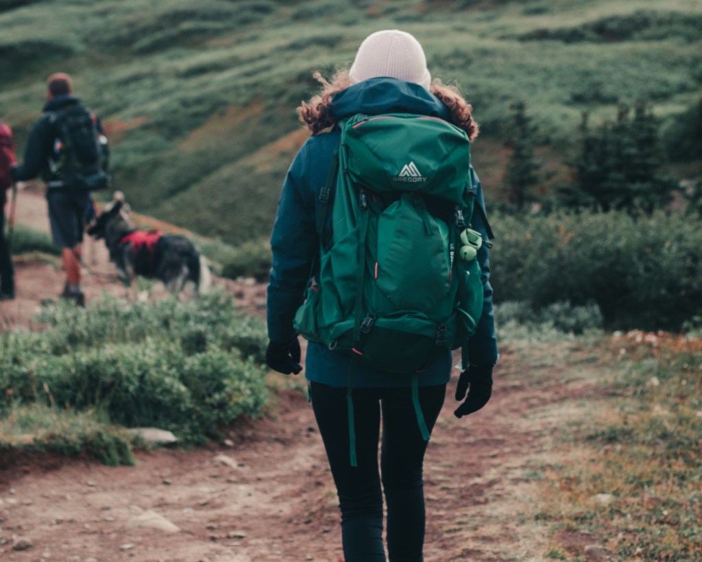 people hiking outside