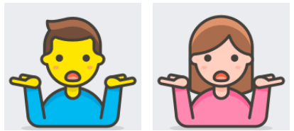 Cartoon drawing of a man and woman shrugging.